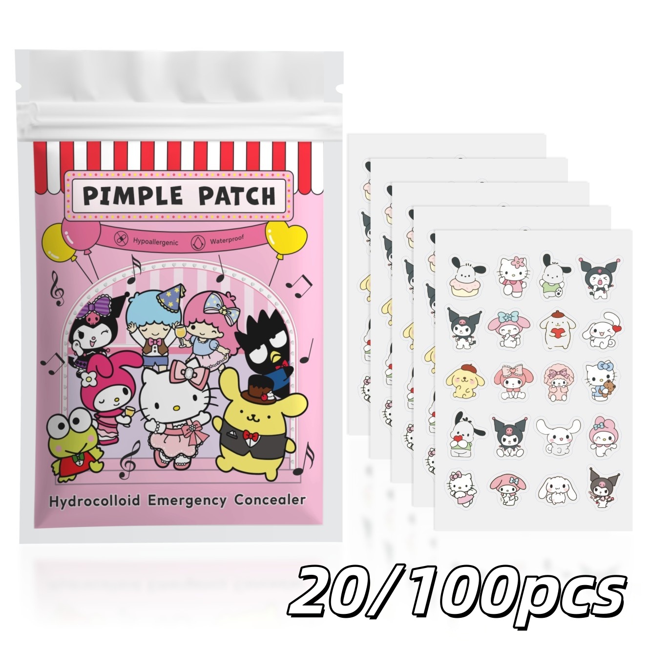 Hydrocolloid Pimple Patch - Lot de 20/100 patchs hydrocolloïdes Hello