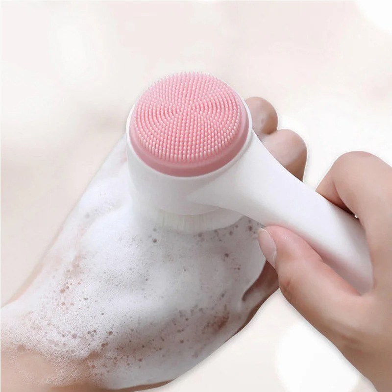 Silicone Face Scrubber Electric - Brosse nettoyante faciale manuelle 3D double
