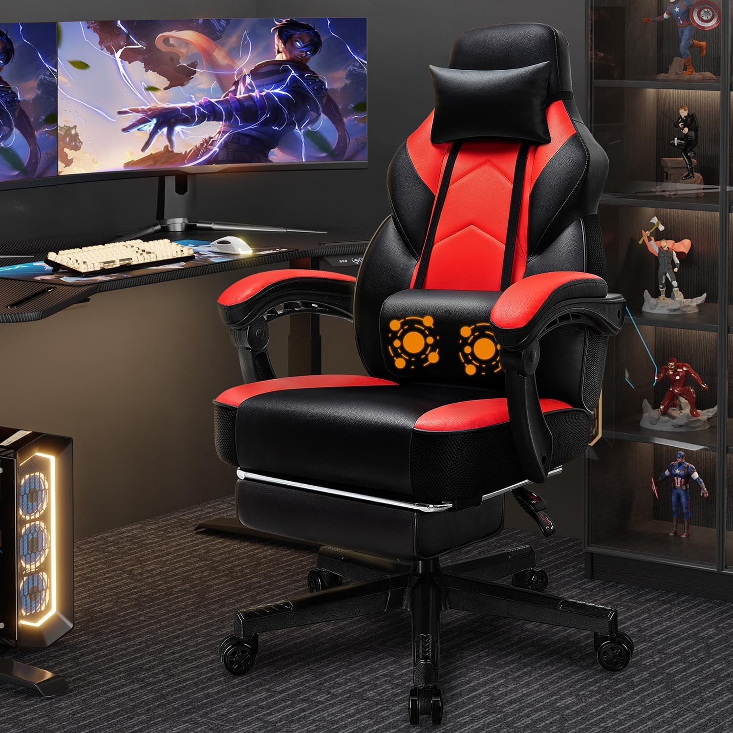 Massage - Chaise de jeu avec repose-pieds, support