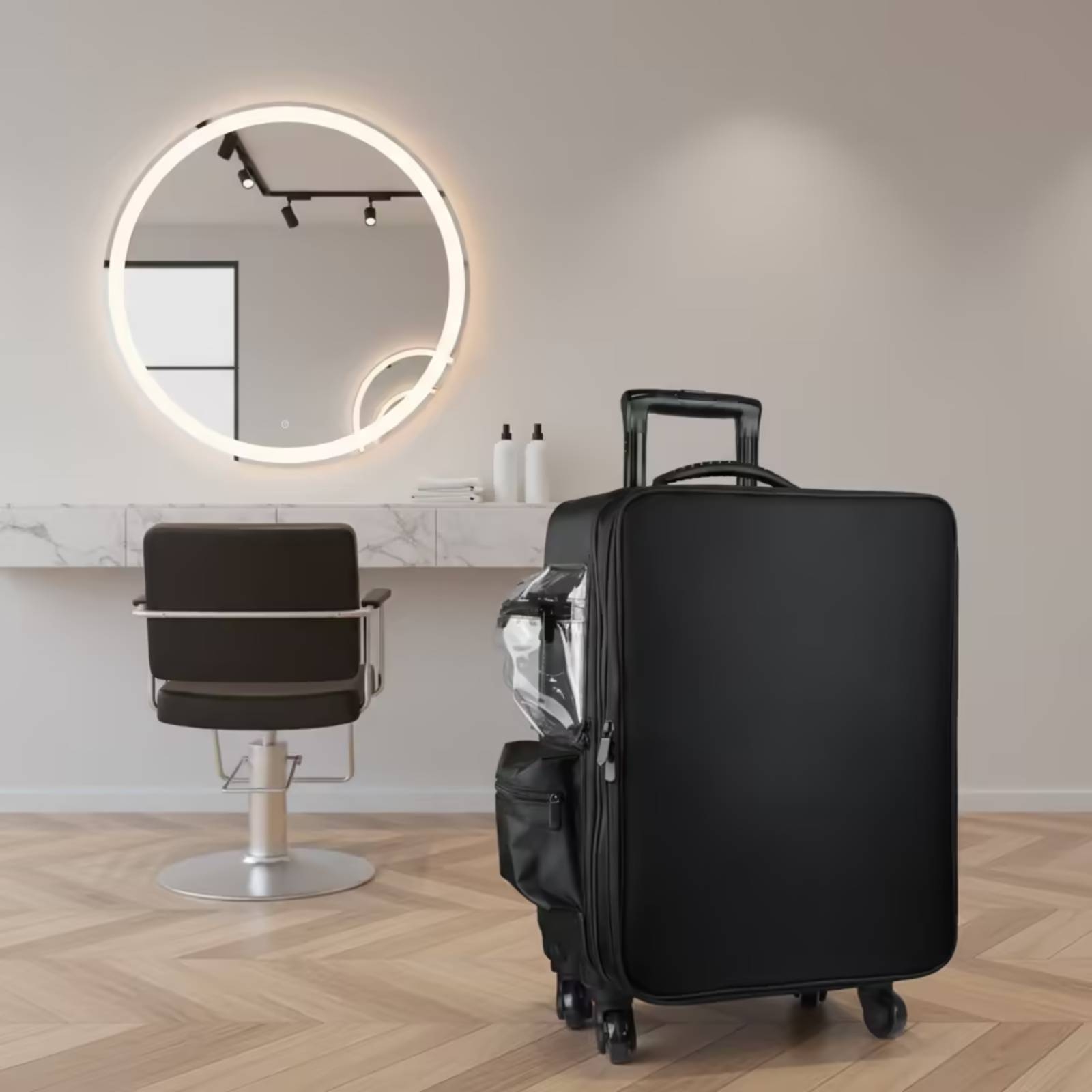 Makeup - Valise de maquillage à roulettes pivotantes,