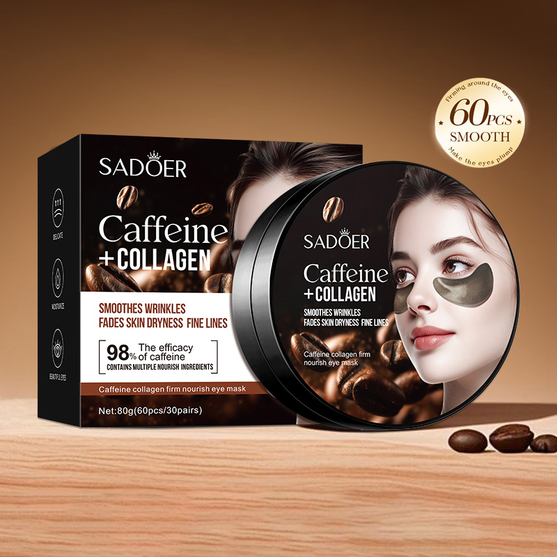 60 pièces SADOER caféine crist - Collagen Under Eye Patches avis et prix